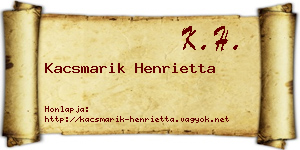 Kacsmarik Henrietta névjegykártya